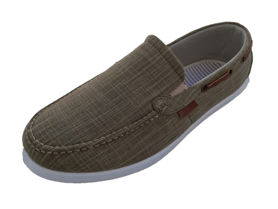 Dr Keller Theo Mens Grey Canvas Slip On Elasticated Gussets Slip On Deck Shoes