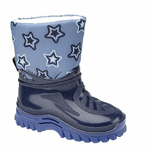 Stormwells Unisex Kids/ Boys Snow Boots Fleece Lined & Waterproof Childrens Blue Stars