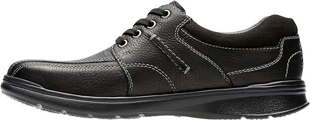 Clarks Cotrell Walk Wide H Fit Black Oily Leather Lace Up Cushioned Shoes