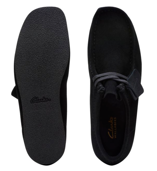 Clarks Originals WallabeeEvo Mens Black Suede Wallabee Lace Up Square Toe Rubber Sole