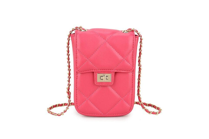 Long & Son Ladies Hot Pink Small Phone Handbag Crossbody Toggle Adjust Chain