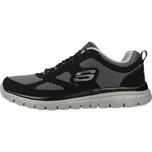 Skechers Burns Agoura Black & Grey Leather Mens Lightweight Lace Up Trainers