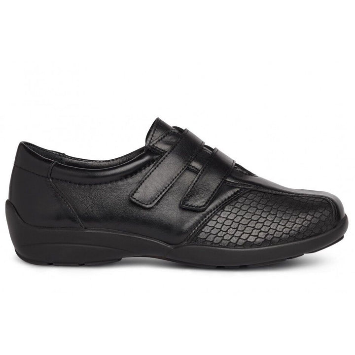 DB Easy B Vichy Womens Black Leather Stretch ULTRA WIDE Comfort Shoes Size 4