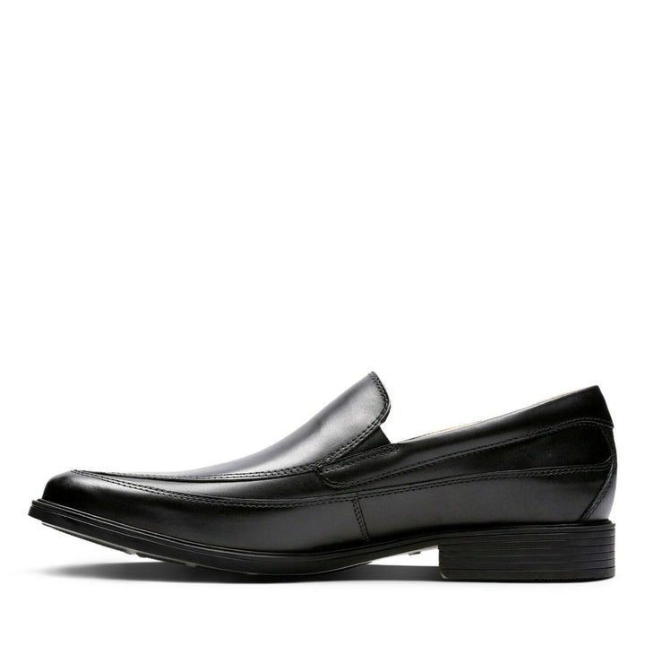 Clarks Tilden Free Mens Black Leather WIDE FIT (H) Slip On Loafers Formal Shoes