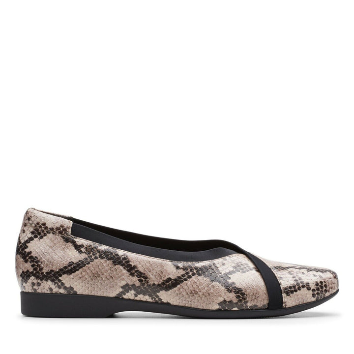 Clarks UNStructured UN Darcey Ease Ladies Natural Snake Print Leather Ballerina Pumps