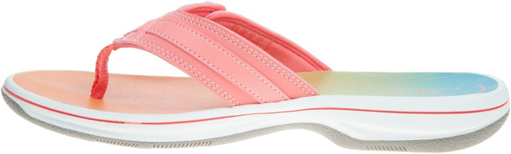 Clarks Brinkley Sea Ladies Coral Ombre Adjustable Toe Post Flip Flop Sandals