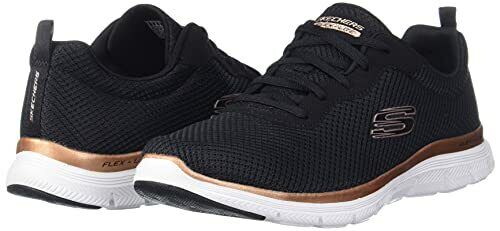 Skechers Flex Appeal 4.0 Brilliant View Black/Rose Gold Womens Mesh Trainers