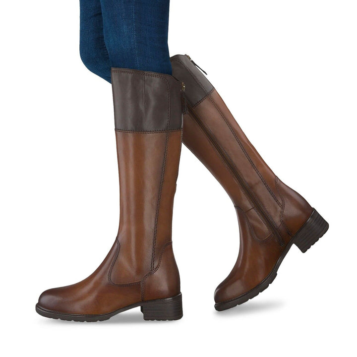 Tamaris 25508 Womens Cognac/Mocca Brown Leather Knee High Vario Calf Fit Boots