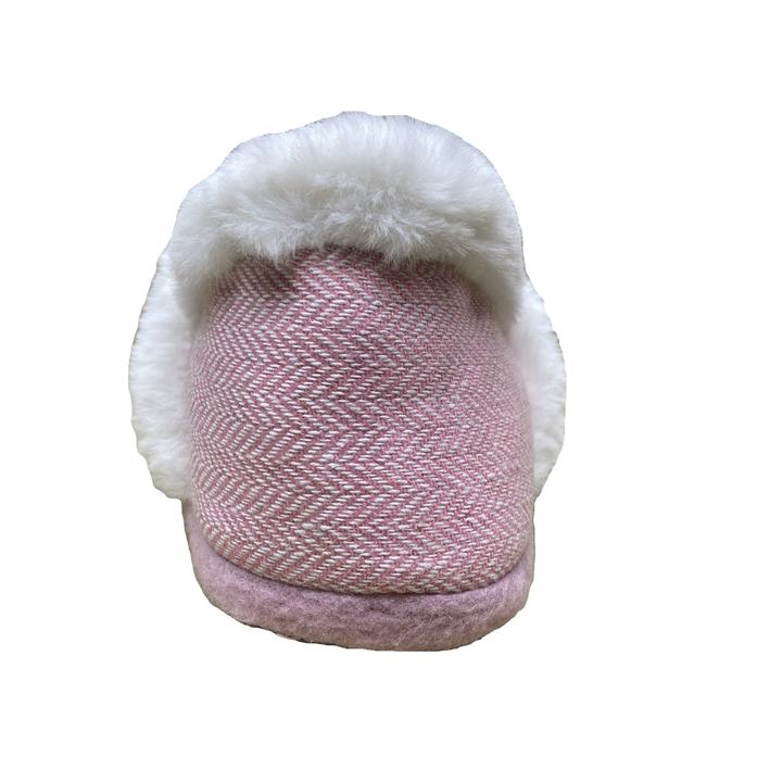 Dunlop Florence Womens Pink Fluffy Faux Fur Fleece Lined Bootie Slippers