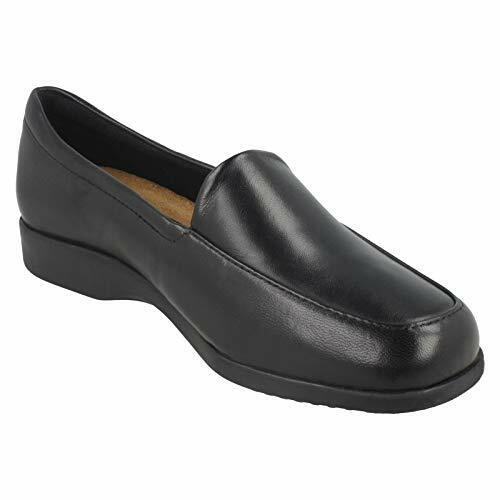 Clarks Georgia Wide EE Fit Ladies Black Leather Loafer Moccasin Slip On Shoes