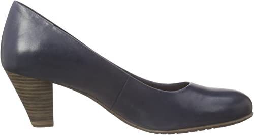 Tamaris 22400 Navy Leather Court Shoes Mid Heel Formal Airline Cabin Crew Office