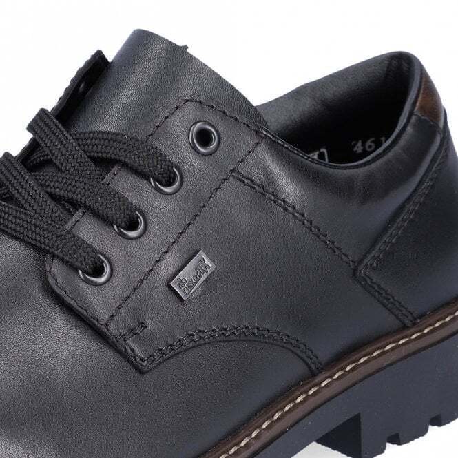 Rieker Tex F4611 Waterproof Mens Black Leather Lace Up Shoes With Antistress Soles