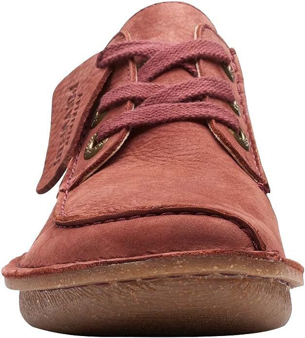 Clarks Funny Dream Womens Leather Lace Up Curved Wedge Shoes Chestnut Nubuck