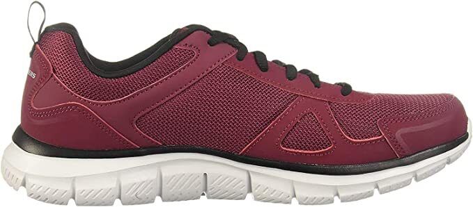 Skechers Mens Burgundy/Black Lite-Weight Memory Foam Trainers Track Scloric