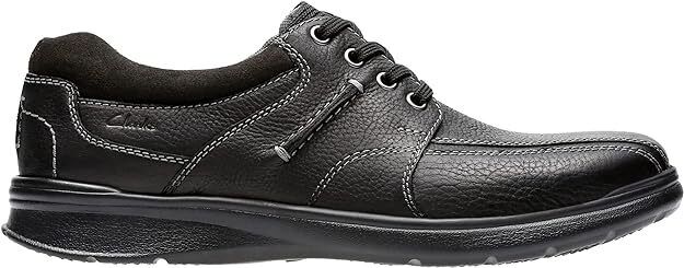 Clarks Cotrell Walk Wide H Fit Black Oily Leather Lace Up Cushioned Shoes