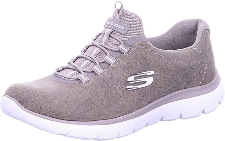 Skechers Ladies Dark Taupe Bungee Lace Memory Foam Trainers Summits Oh So Smooth