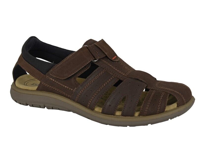 Roamers Mens Brown Leather Touch Fasten Back In Padded Lightweight M416 Sandals