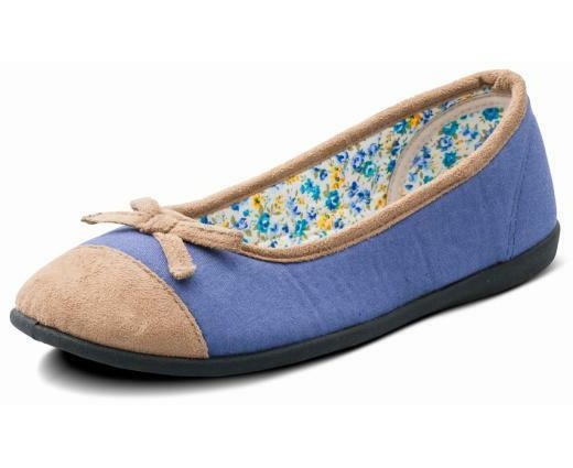 Padders Sunny Blue Micro Suede Cotton Lining Memory Foam Insoles Flat Slippers