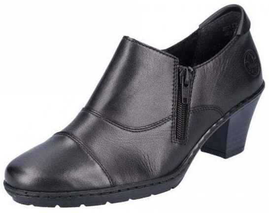 Rieker Antistress 57173  Ladies Black Leather Zip Up Block Heel Ankle Boots/ Trouser Shoes