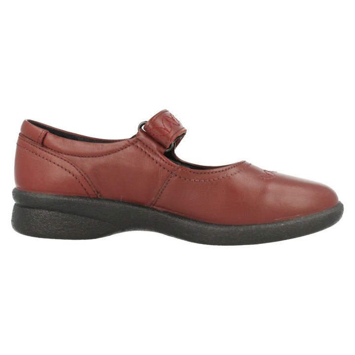 Padders SPRITE 2 Ladies Red Leather WIDE FIT 3E/4E Flat Casual Mary Jane Shoes