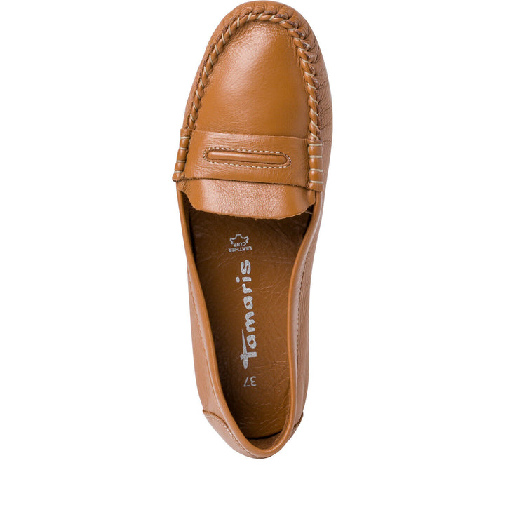 Tamaris 24205 Ladies Tan Soft Leather Moccasin Upper & Lined Light Weight Shoes