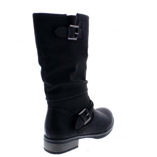 Rieker Antistress 98860 Ladies Black Zip Fur Lined Calf Boots