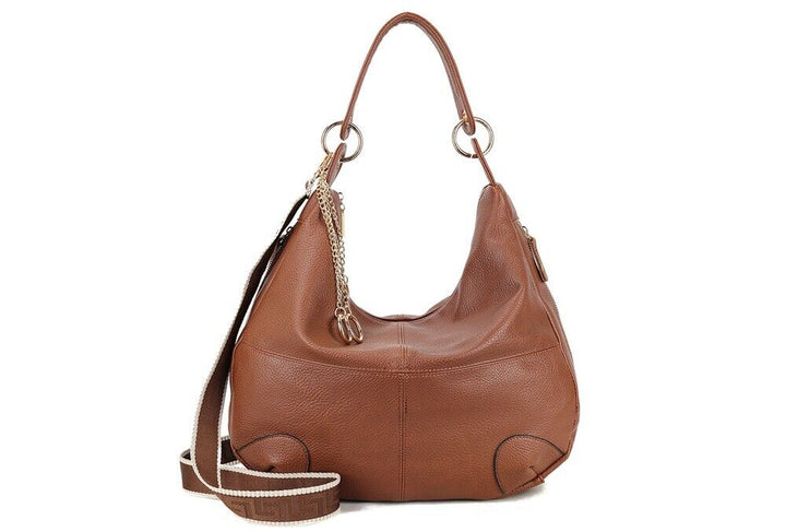 Long & Son Ladies Tan Brown Shoulder Bag Faux Leather Large Handbag