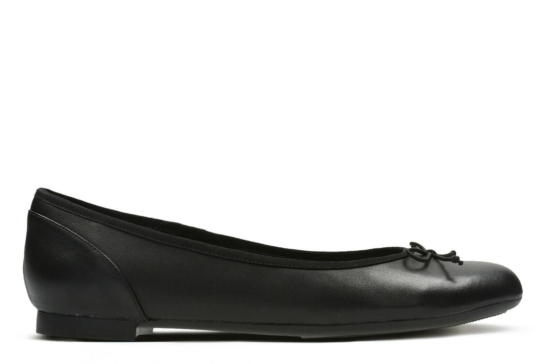 Clarks Couture Bloom Black Leather Ladies Girls Ballet Pump Dolly Shoes With Bow