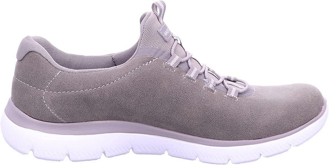 Skechers Ladies Dark Taupe Bungee Lace Memory Foam Trainers Summits Oh So Smooth