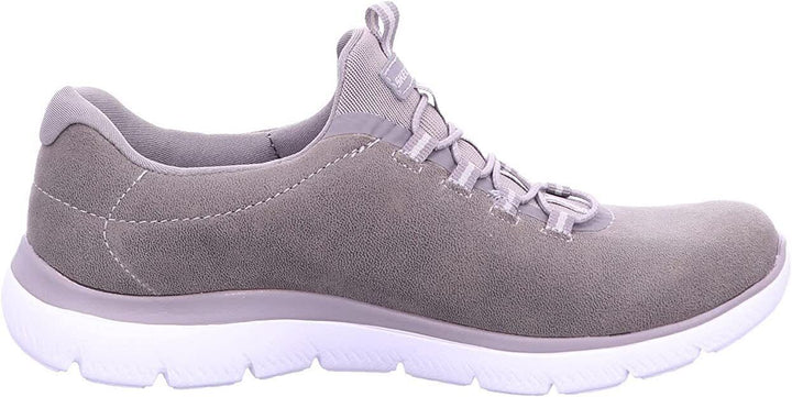 Skechers Ladies Dark Taupe Bungee Lace Memory Foam Trainers Summits Oh So Smooth