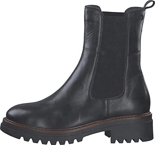 Tamaris 25433 Ladies Black Leather Touch It Footbed Pull On Chelsea Boots