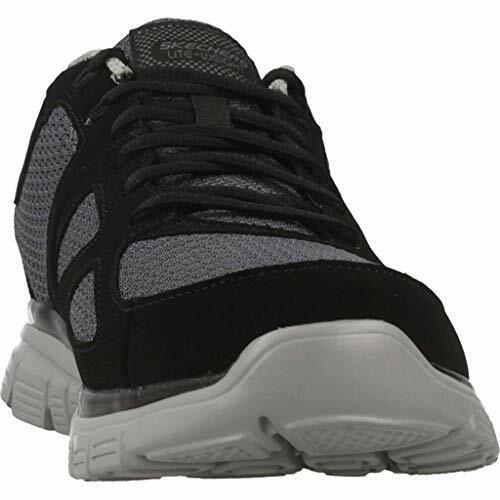 Skechers Burns Agoura Black & Grey Leather Mens Lightweight Lace Up Trainers