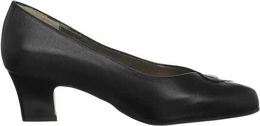 Equity Monique Ladies WIDE E FIT Classc Black Leather Mid Heel Court Shoes