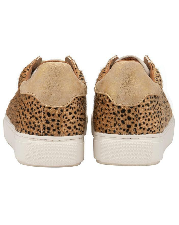 Ravel Pearl Ladies Leopard Print Horse hair/ Leather Comfort Lace Up Fashion Athleisure Trainers