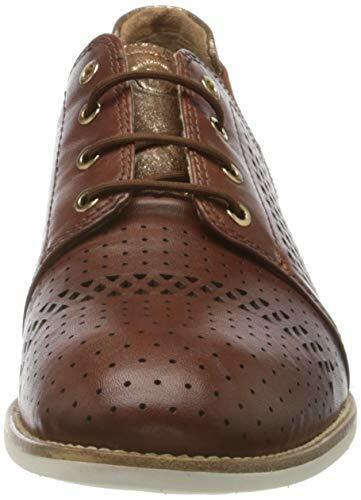 Tamaris 23212 Ladies Cognac Leather Lace Up Brogue Shoes Lightweight Perforated Design