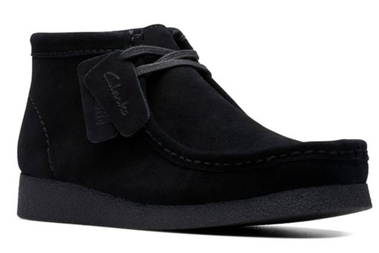 Clarks Originals Wallabee Evo Mens Black Suede Wallabee Boot Lace Up Square Toe Rubber Sole