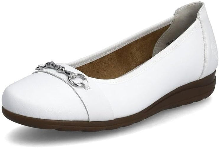 Rieker Antistress  L9360  Ladies Leather Textile Pumps Low Heel Slip On Shoes White