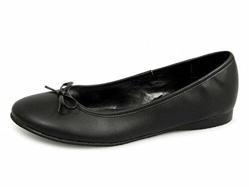 Boulevard L772 Ladies Girls Black Slip On Ballet Pumps School Dolly Shoes With Bow