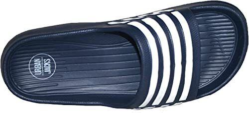 Urban Jacks Mens Women's Navy & White Striped Slider Flip Flop Sandal Slippers