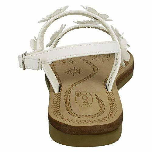 Girls Spot On H0292 White Flowers Smart Summer Slingback Sandals