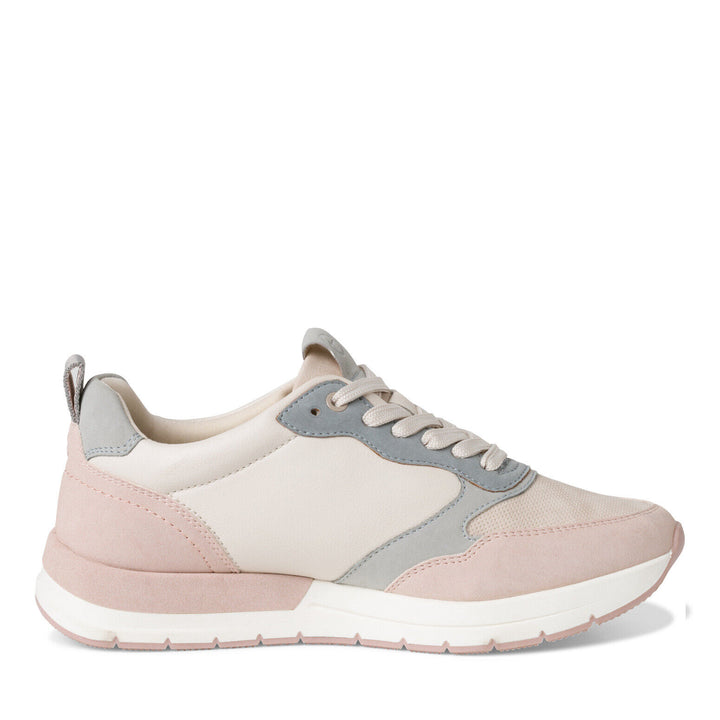 Tamaris 23733 Ladies Ivory/Pink/Blue Combi 100% Vegan Athleisure Lace Up Fashion Trainers