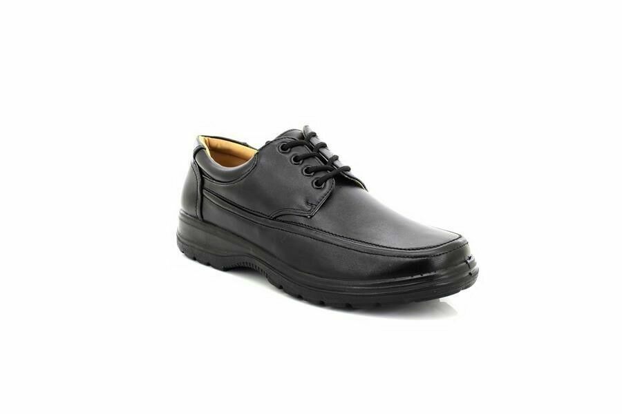 Scimitar M824 Mens Black Faux Leather Lightweight Casual Lace Up Shoes