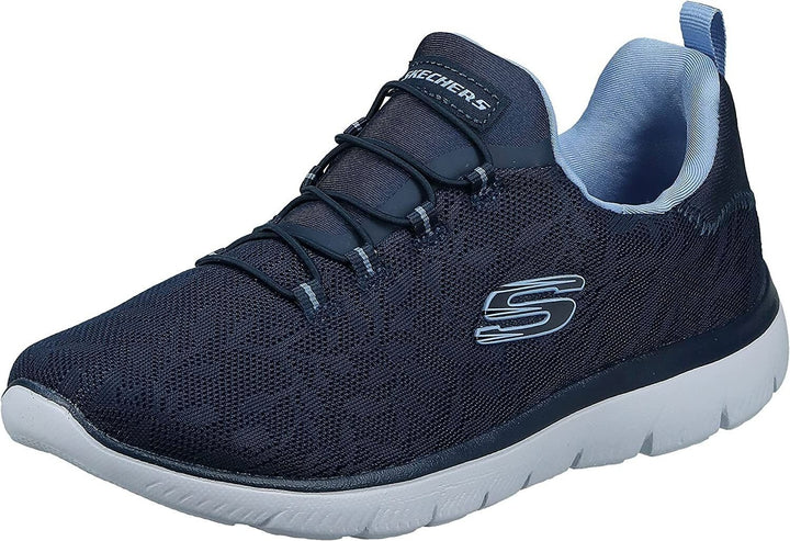 Skechers Summits Good Taste Ladies Vegan Navy Floral Bungee Elasticated Lace Slip On Trainers