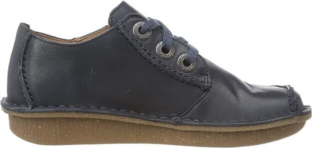 Clarks Funny Dream Womens Lace Up Curved Wedge Square Toe Shoes Navy Leather