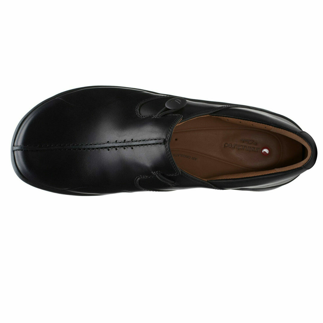 Clarks Un Loop 2 WIDE E FIT Black Leather Comfort  Nurses Care Worker Slip On Shoes