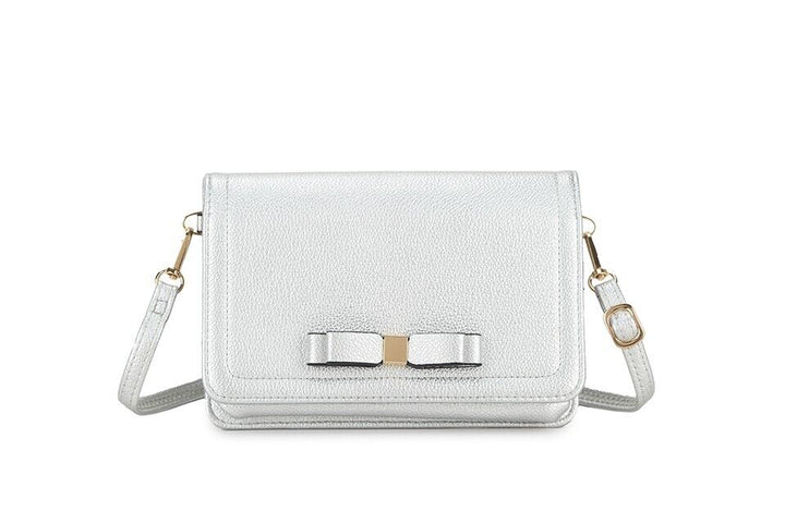 Long & Son Silver Clutch Crossbody Handbag Detachable Shoulder Strap Card Holder