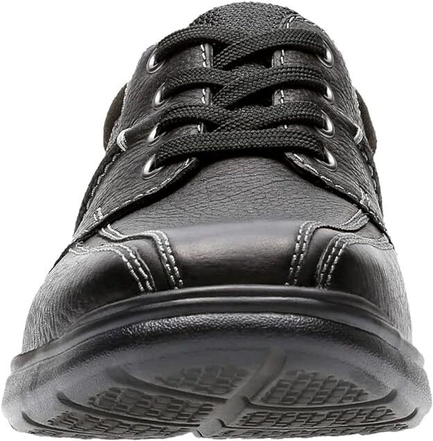 Clarks Cotrell Walk Wide H Fit Black Oily Leather Lace Up Cushioned Shoes