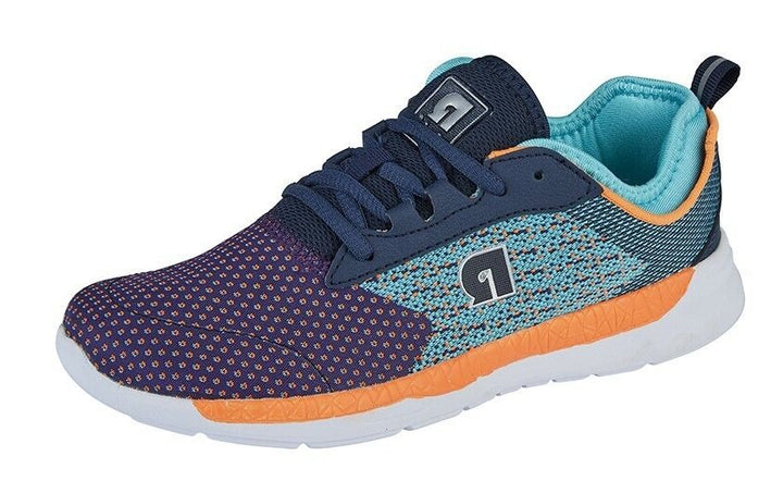 Dek T557 Navy/Turquoise/Blue Lightweight Mesh Lace Up Trainers With Memory Foam