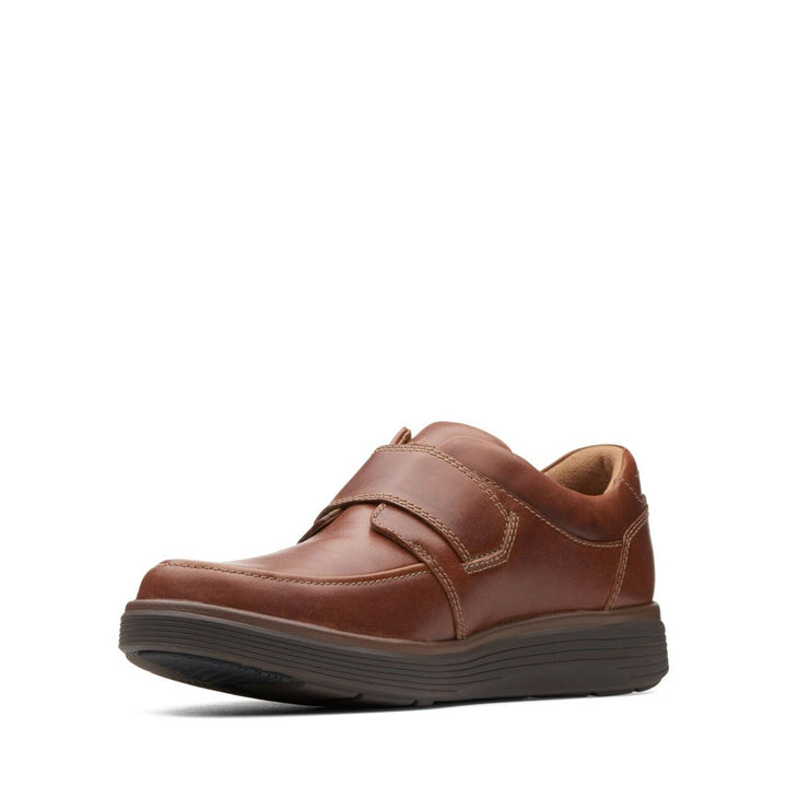 Clarks Un Abode Strap Tan Brown Leather WIDE FIT Lightweight Shoes With velcro Strap