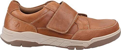 Hush Puppies Fabian Mens Tan Leather Wide Fit Touch Fasten Memory Foam Shoes